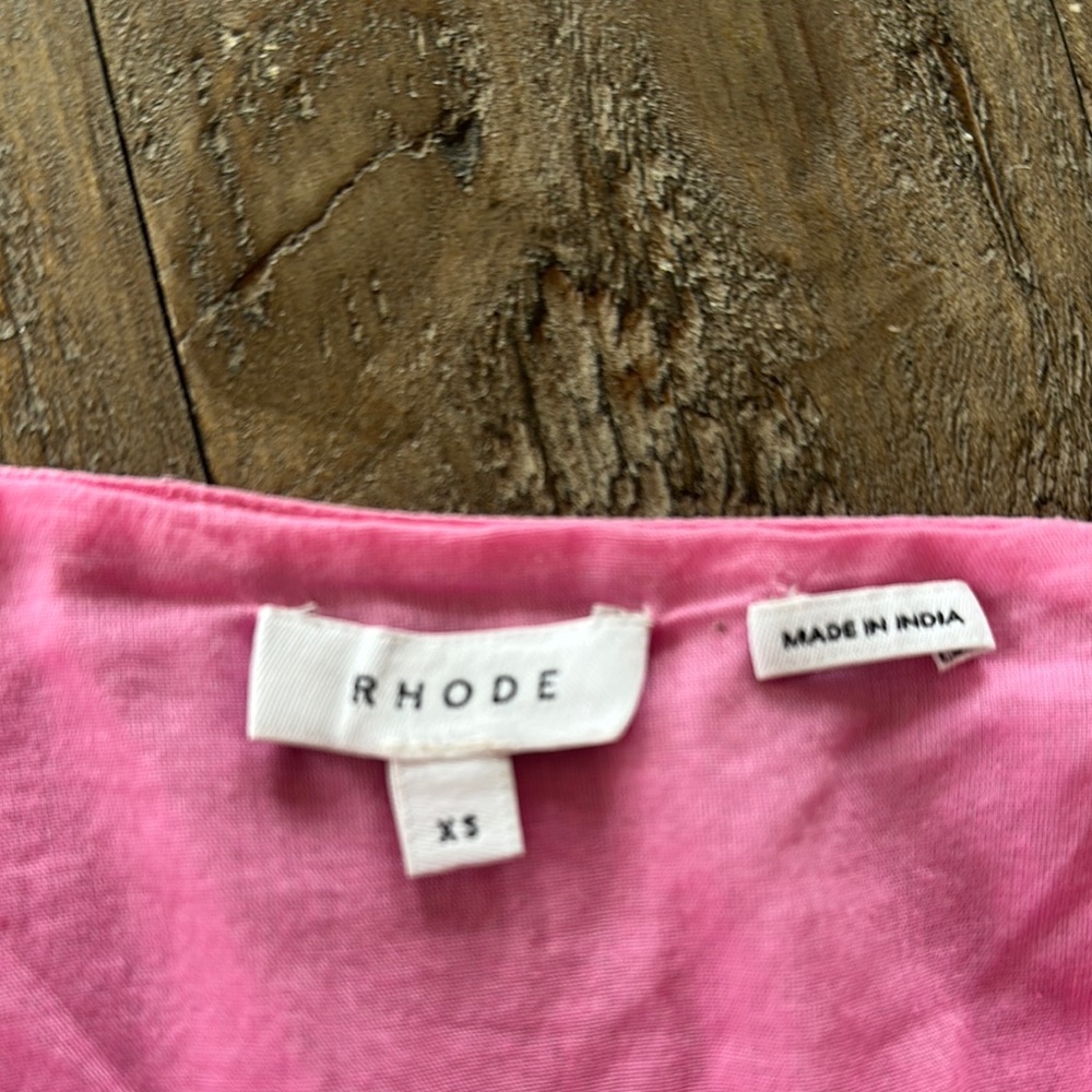 RHODE ‘Casey’ Pink Ruffled Tie Front Mini Sundress - Picture 6 of 8